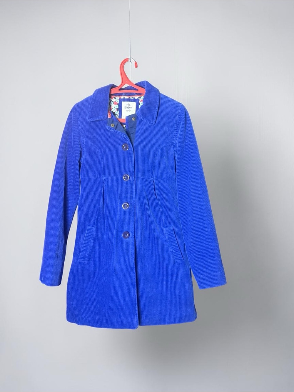 Mini Boden Cord Coat in Vibrant Blue 13-14y